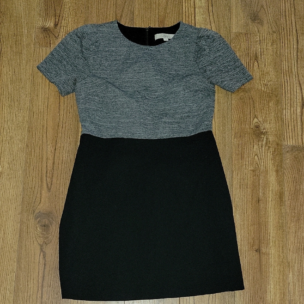 LOFT Gray and Black Mini Dress